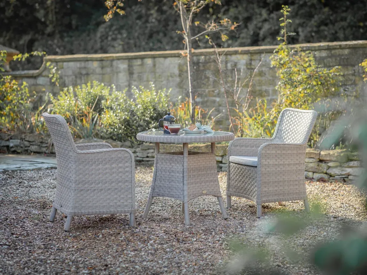 Patagonia Willow Rattan Round Bistro Table Set with 2 Armchairs product