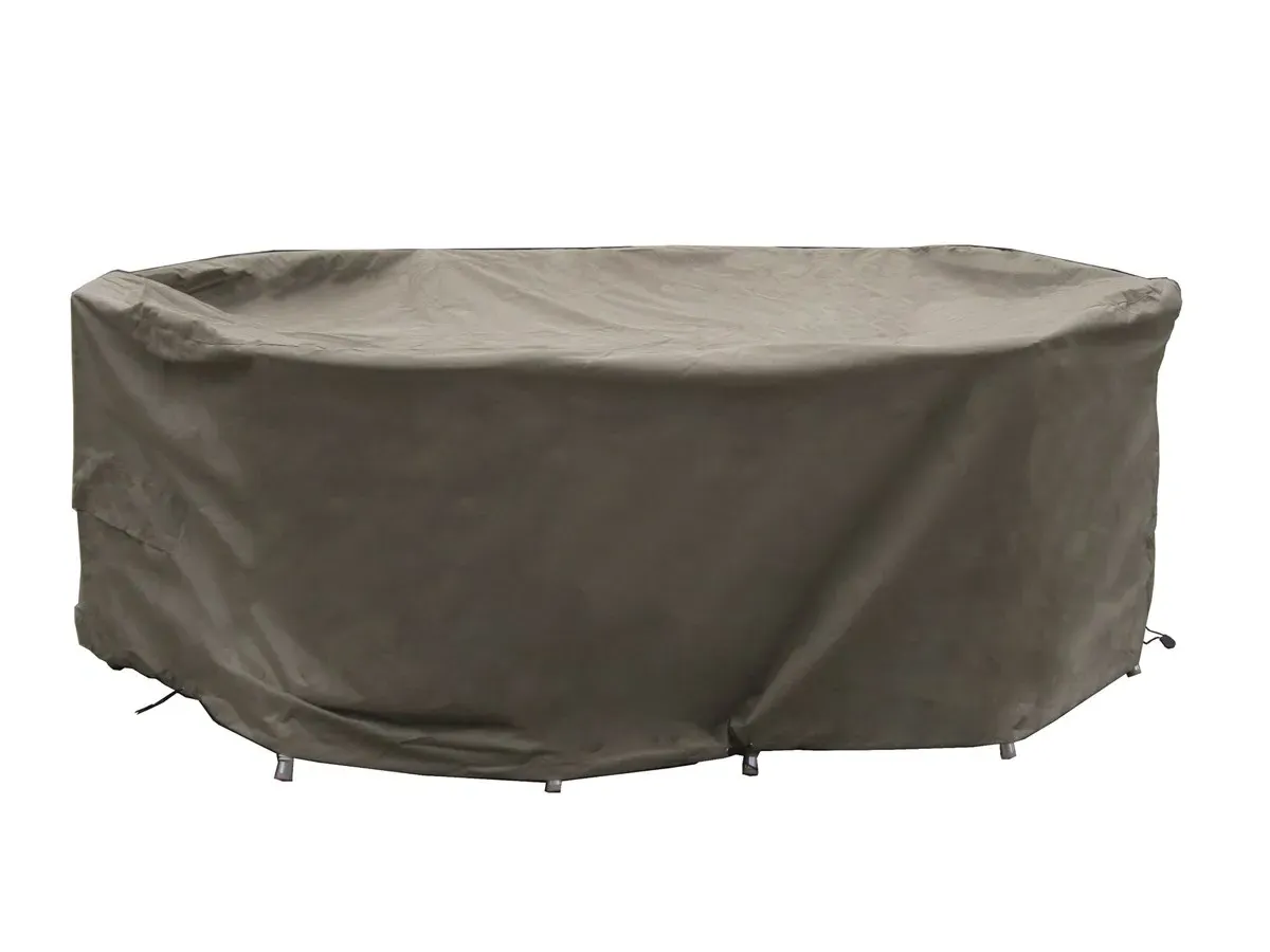 Rattan 6 Seat Elliptical Dining Set Cover - Khaki product