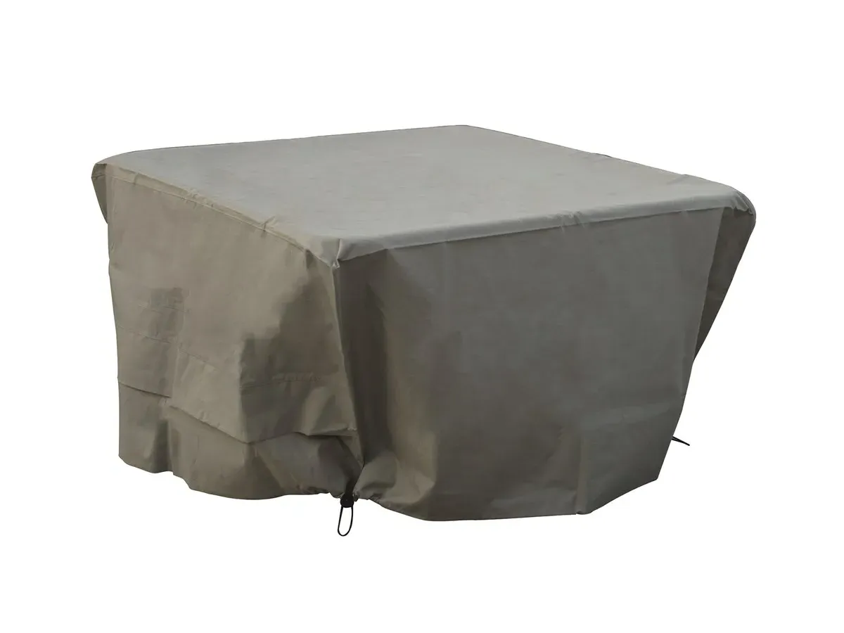Rattan Square Dual Height Firepit Table Cover - Khaki product