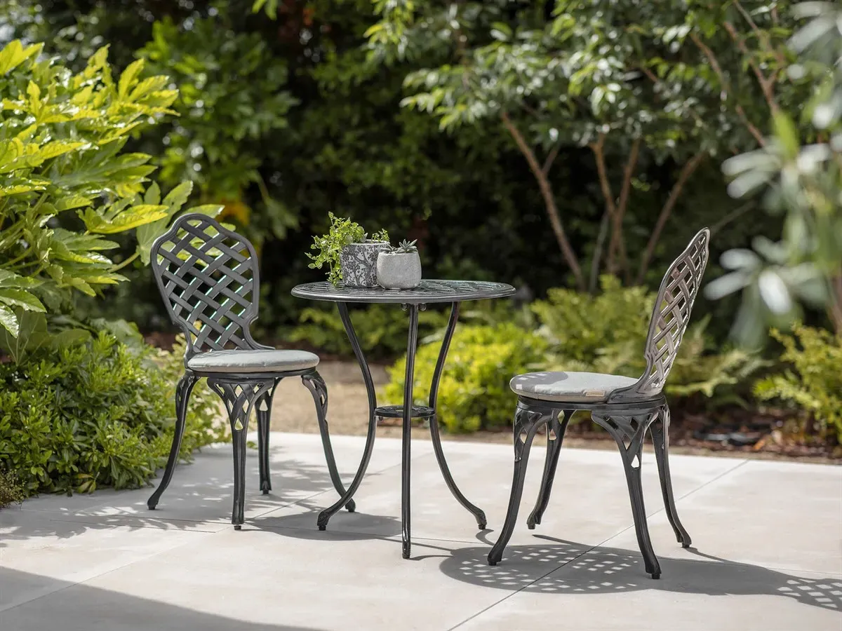 Rome 2-Seat Compact Bistro Set - Black, Cast Aluminium product