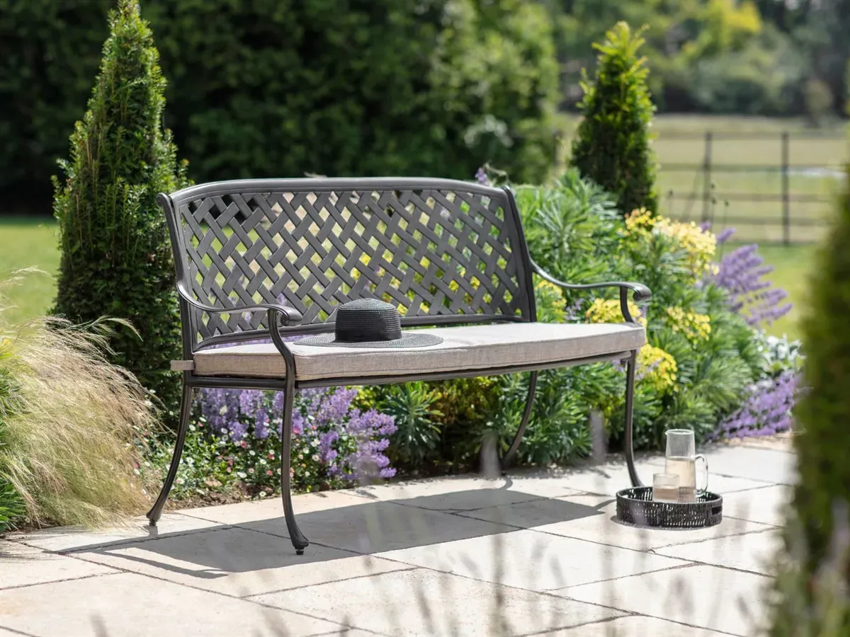 Rome 3-Seater Outdoor Bench - Black, Cast Aluminium product