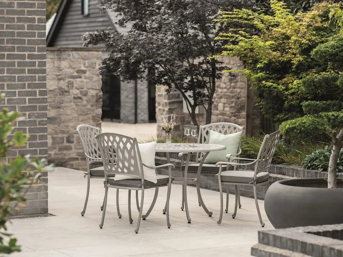 Rome 4-Seat Round Dining Set - Stone, Cast Aluminium product