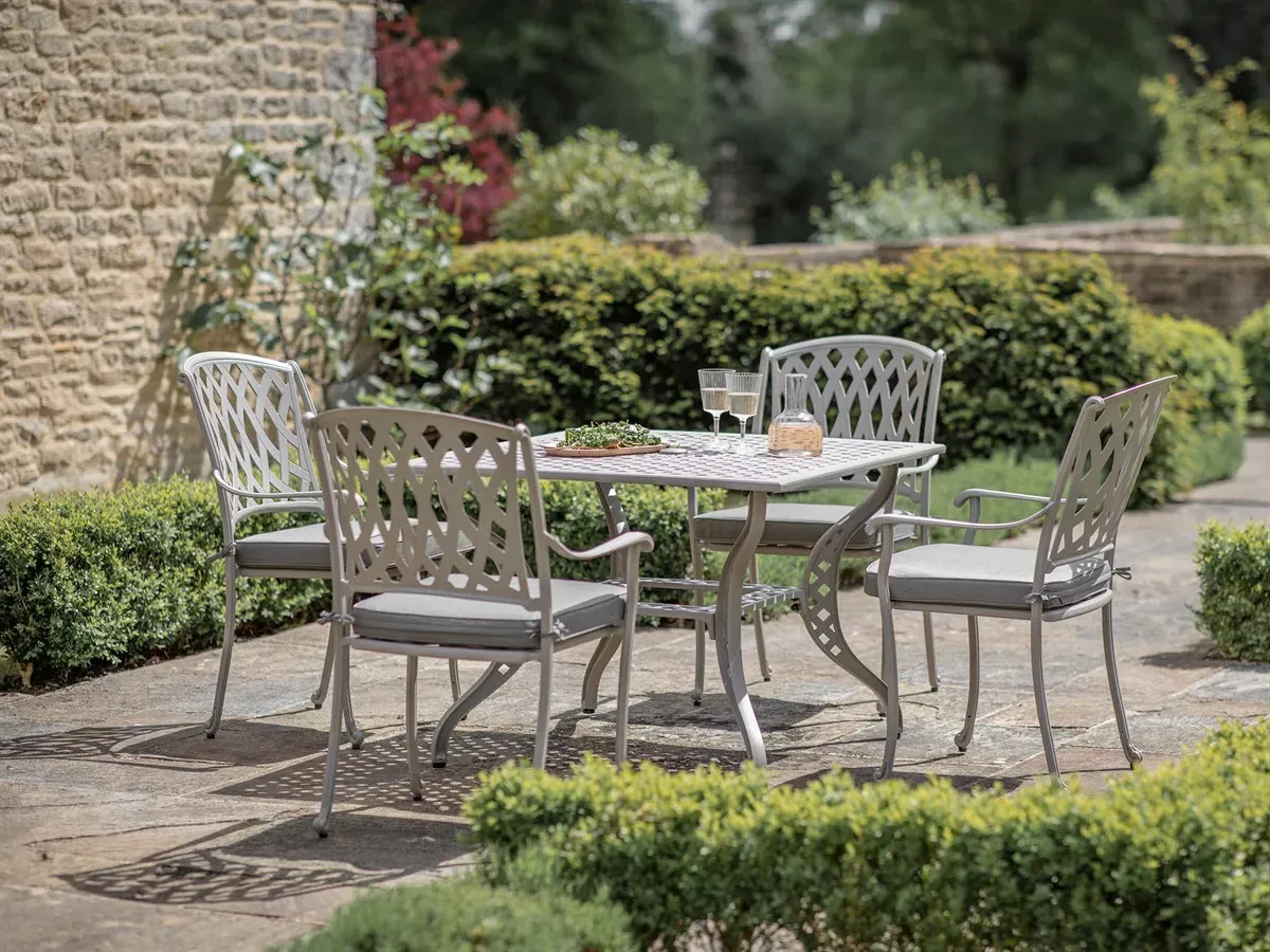 Rome 4-Seat Square Dining Set - Stone, Cast Aluminium product