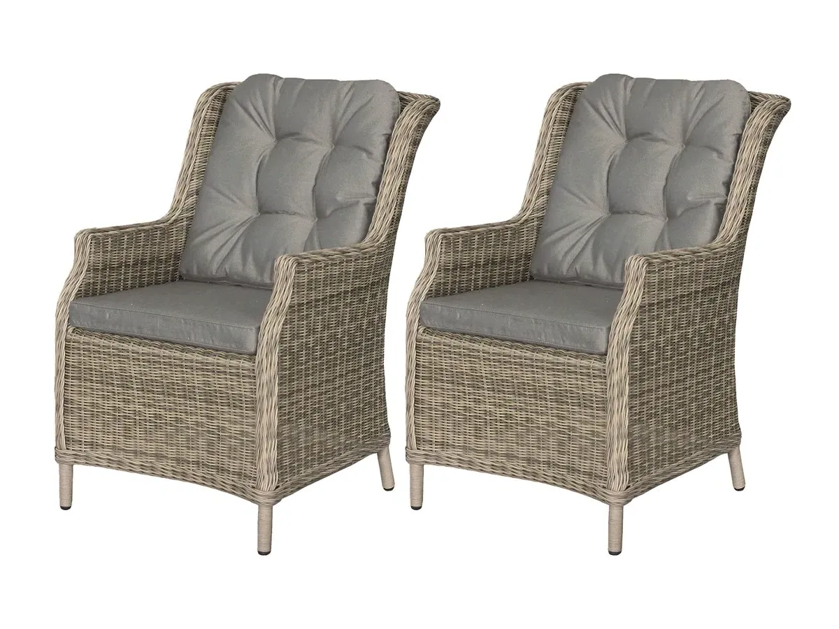 Sahara Hi-Back Dining Armchairs Pair - Latte, Rattan product