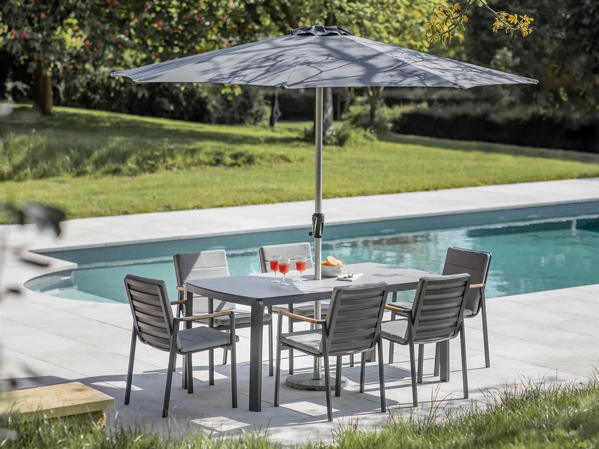 Siena 6-Seater Rectangle Dining Set with Parasol & Base product
