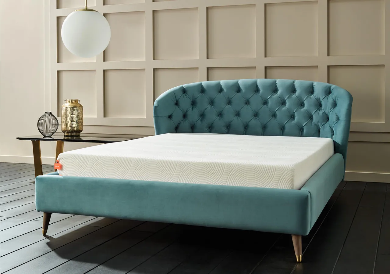 Double Bed Frame with Curved Headboard - Fabric