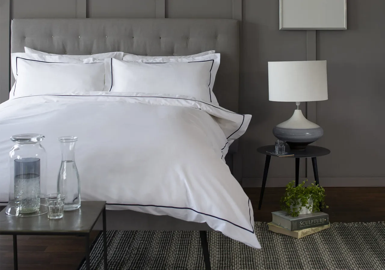 Double Bed Linen Set - Blue, Cotton