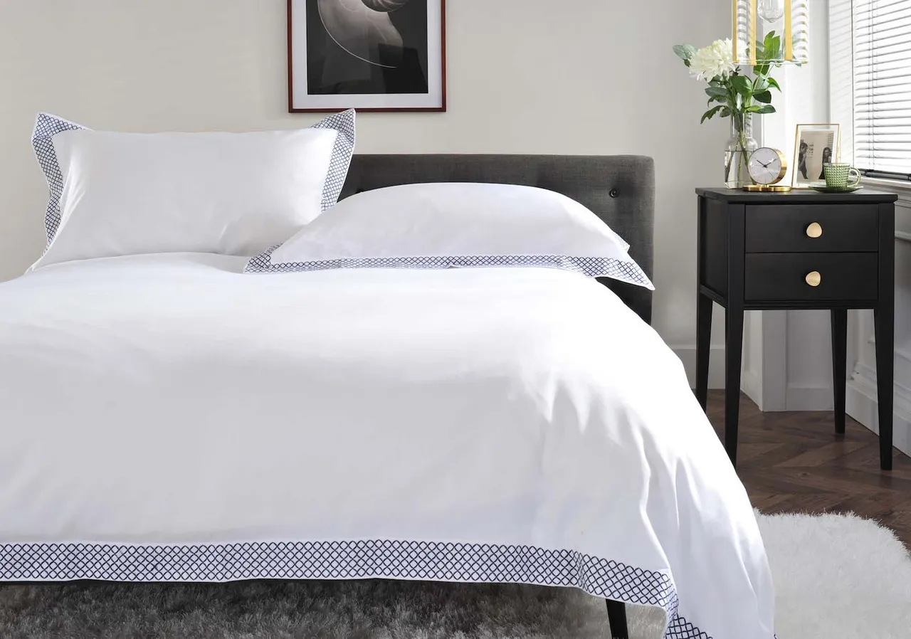 Double Bed Linen Set - Blue, Cotton