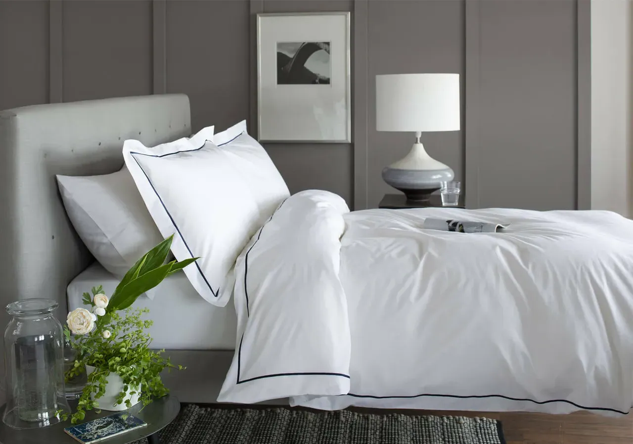 Double Bed Linen Set - Blue, Cotton image