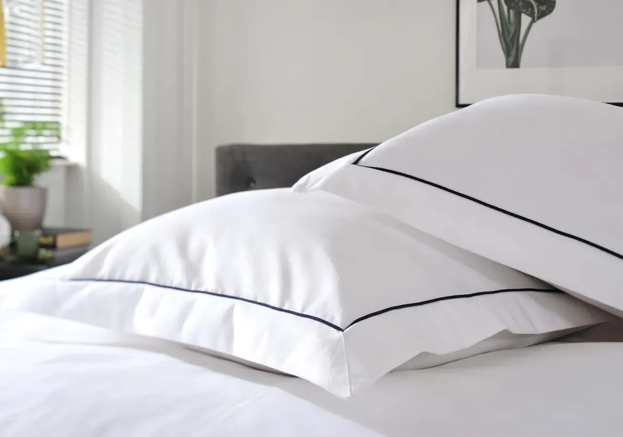 Double Bed Linen Set with Embroidery - Blue, Cotton