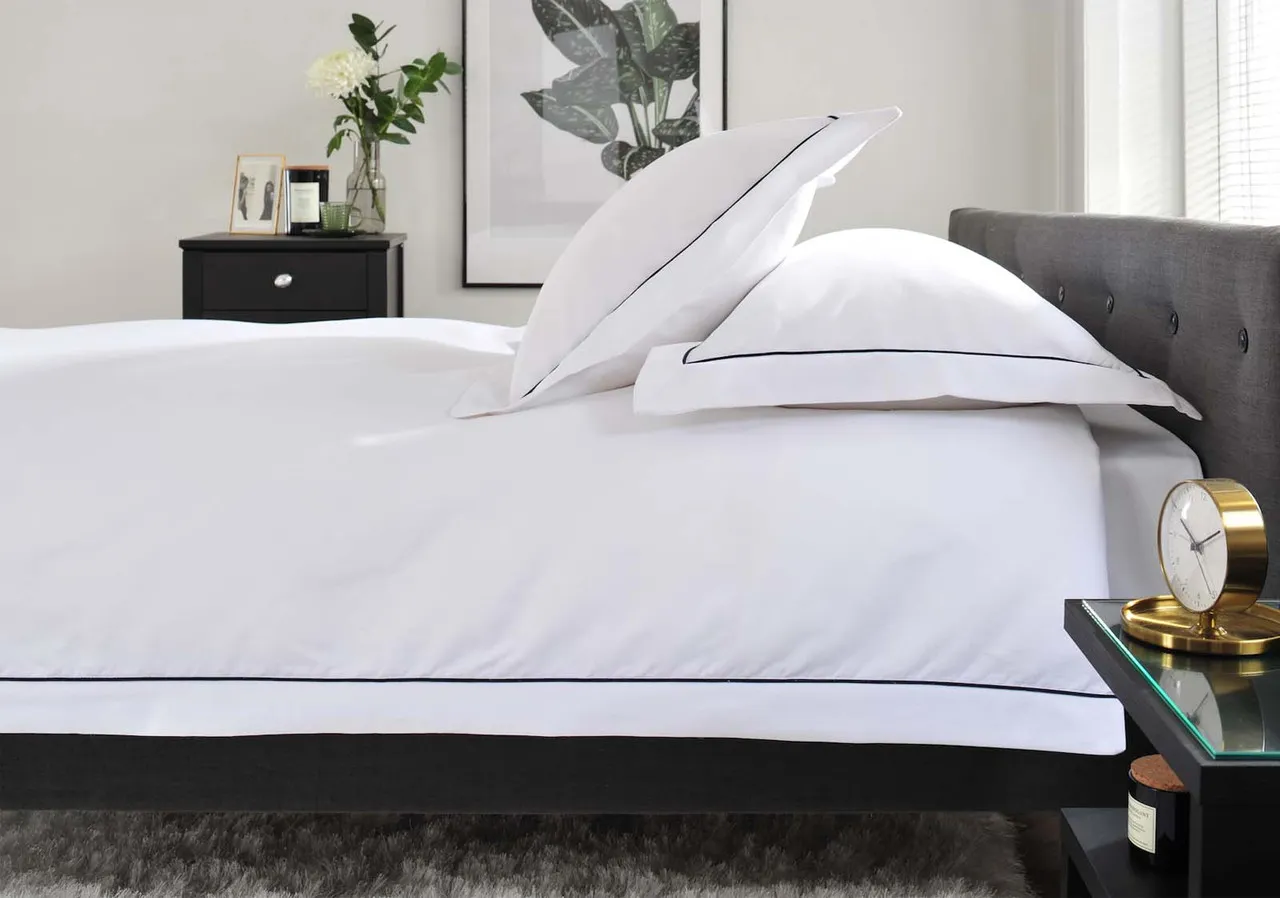 Double Bed Linen Set with Embroidery - Blue, Cotton