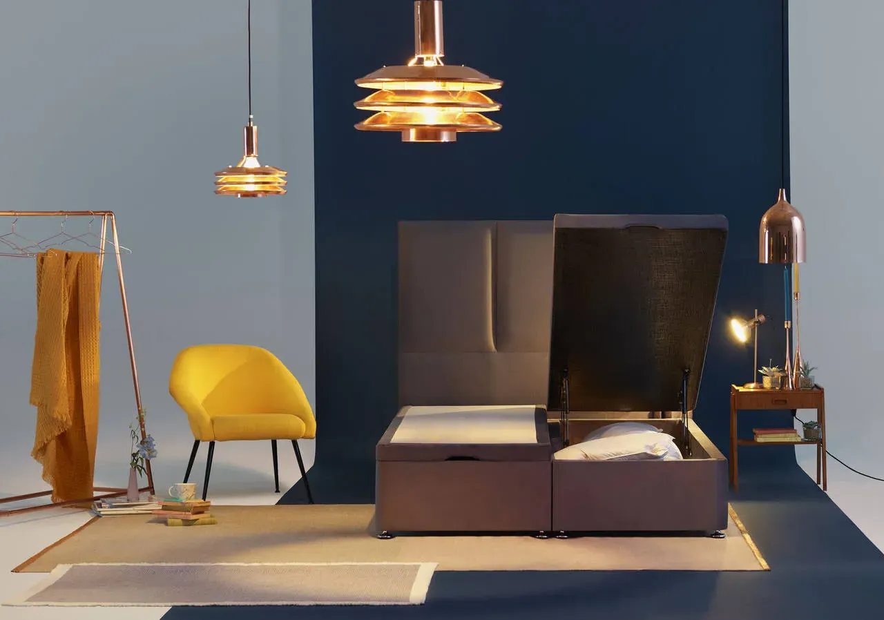 King Ottoman Bed with Storage - Blush