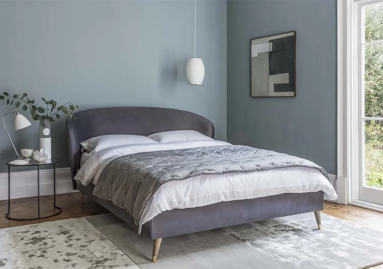 King Size Bed Frame - Turquoise, Fabric