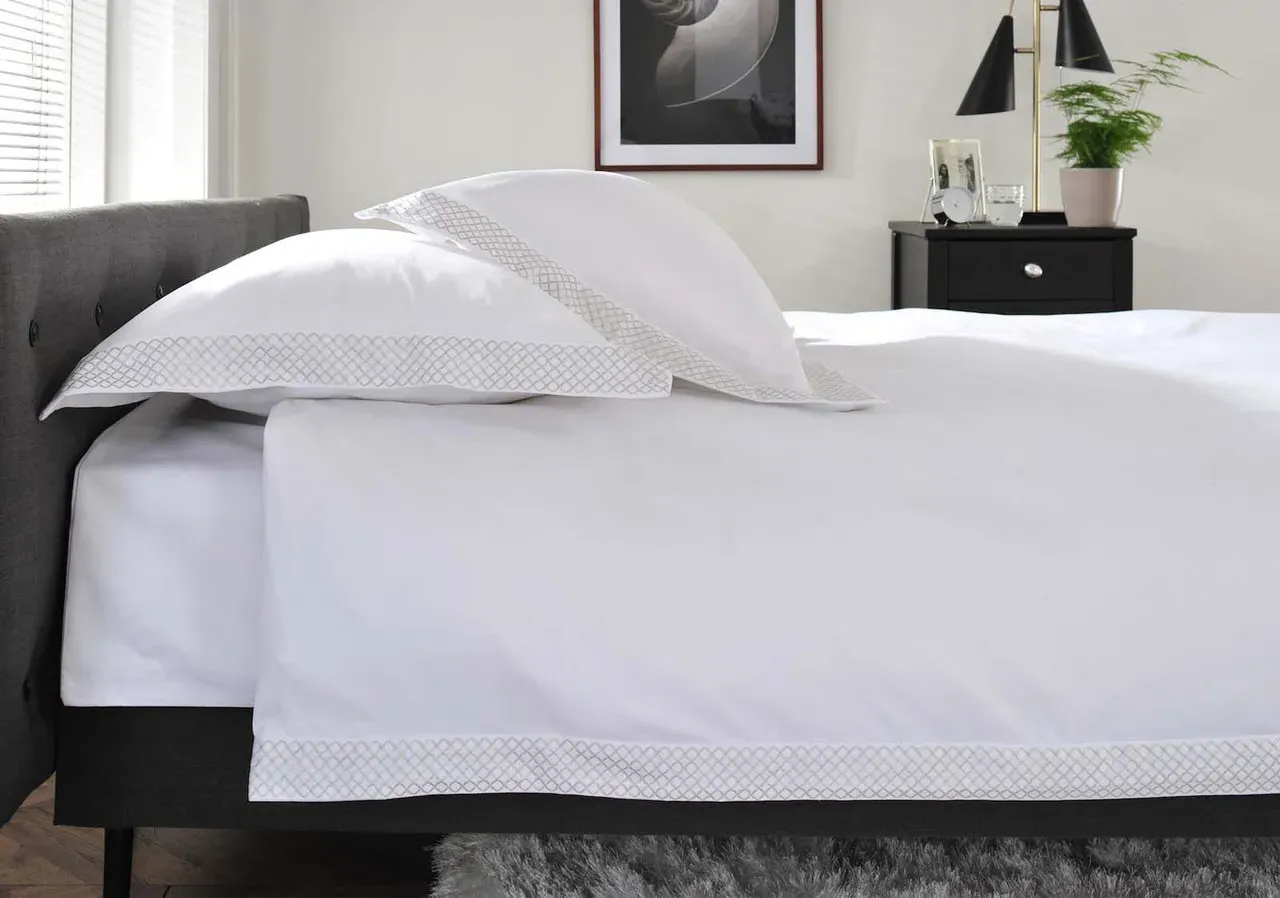 King Size Bed Linen Set - Silver, Cotton