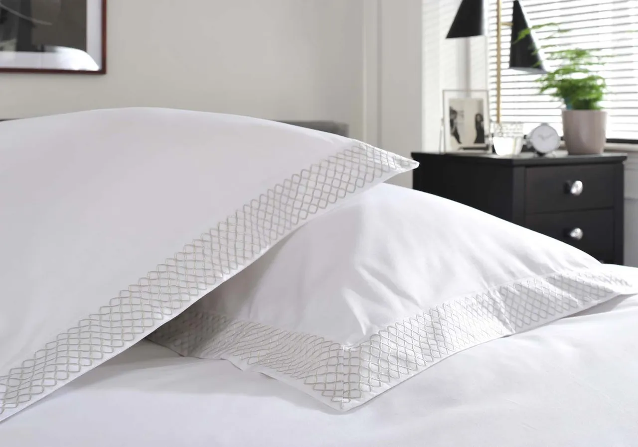 King Size Bed Linen Set - Silver, Cotton