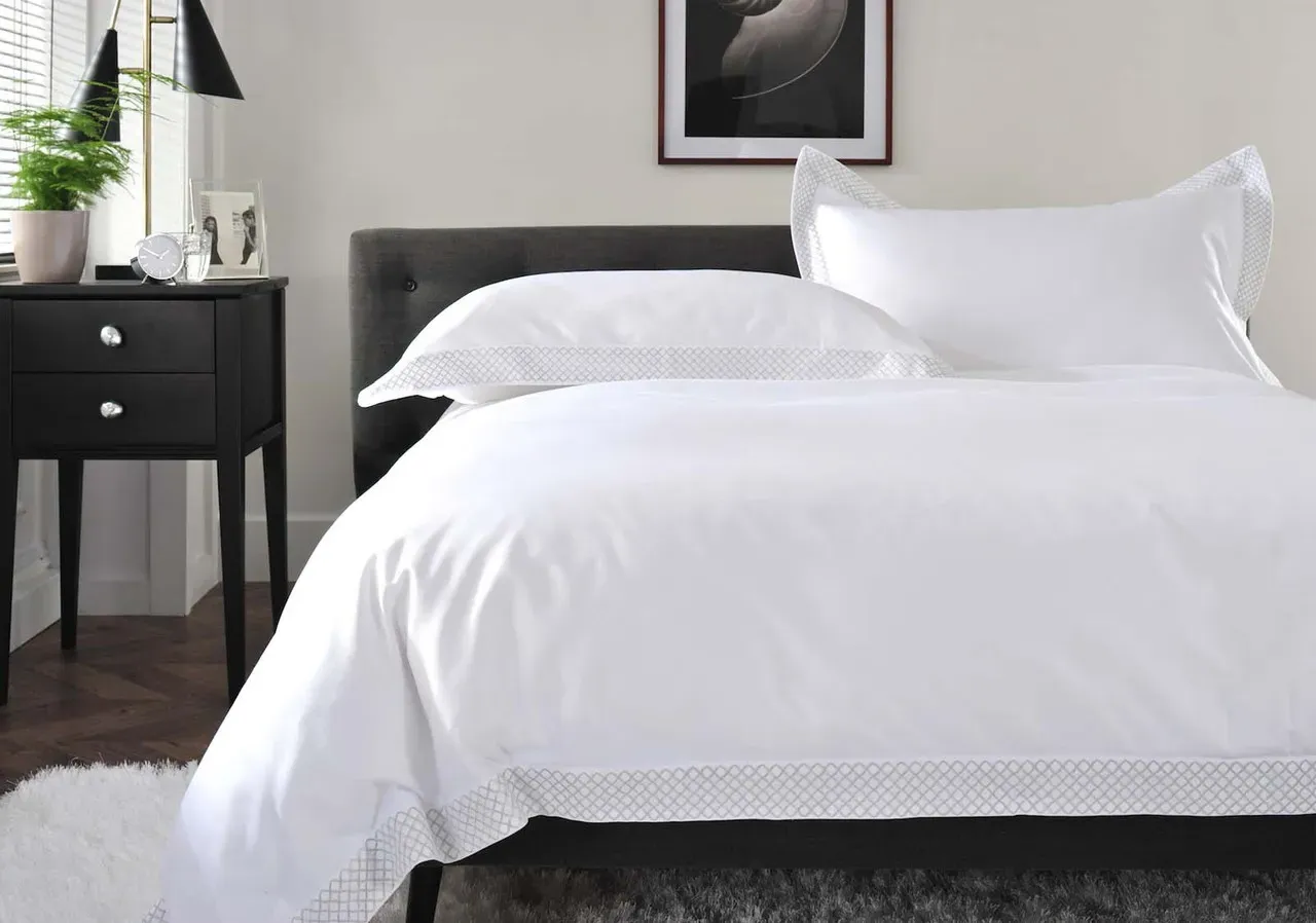 King Size Bed Linen Set - Silver, Cotton