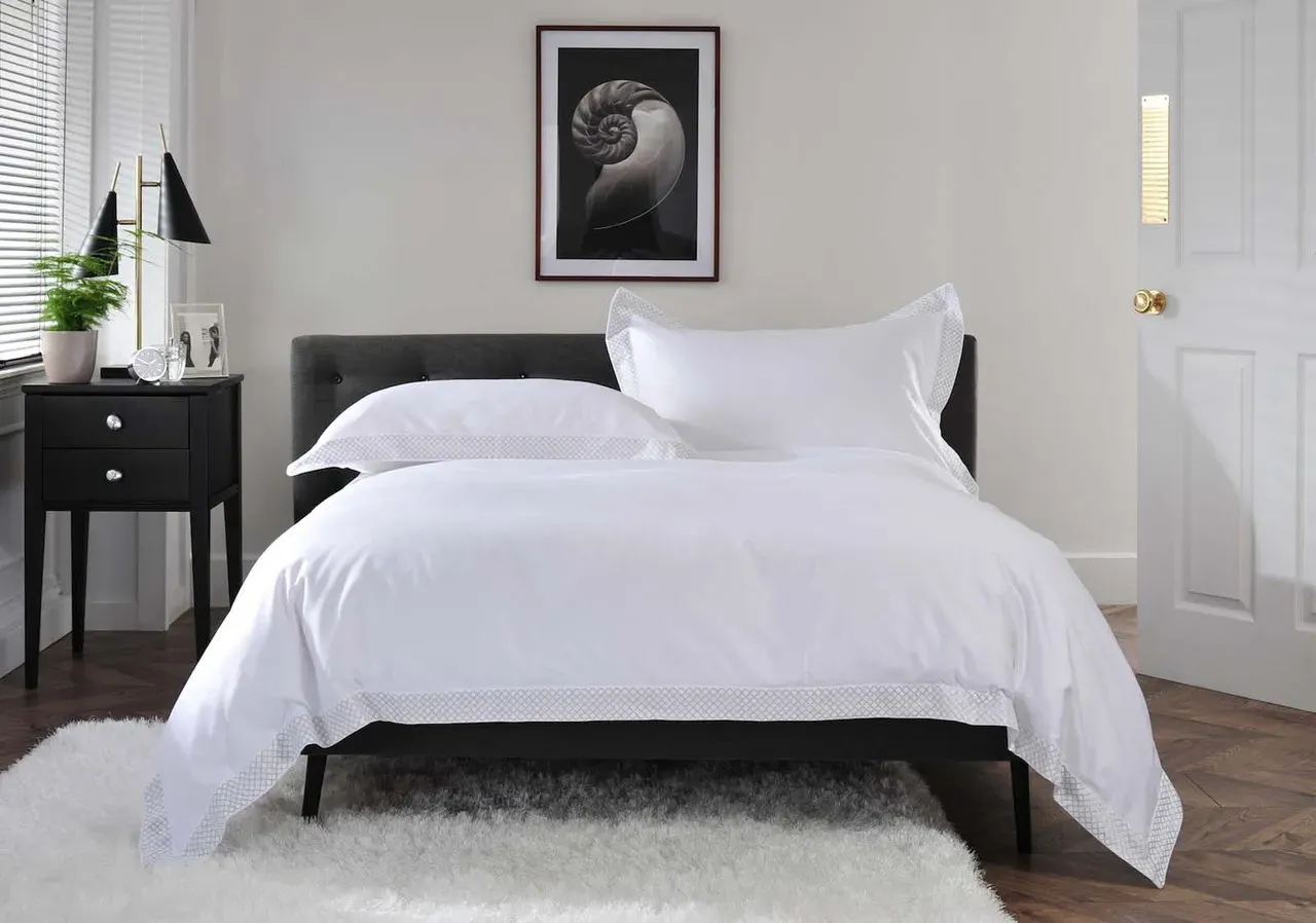 King Size Bed Linen Set - Silver, Cotton