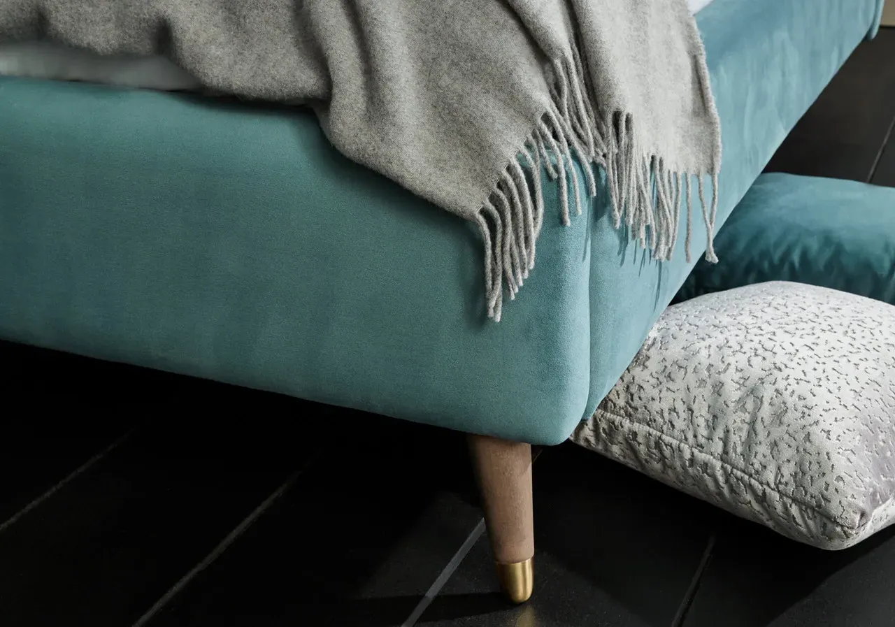 Super King Bed Frame with Curved Headboard - Emerald, Fabric