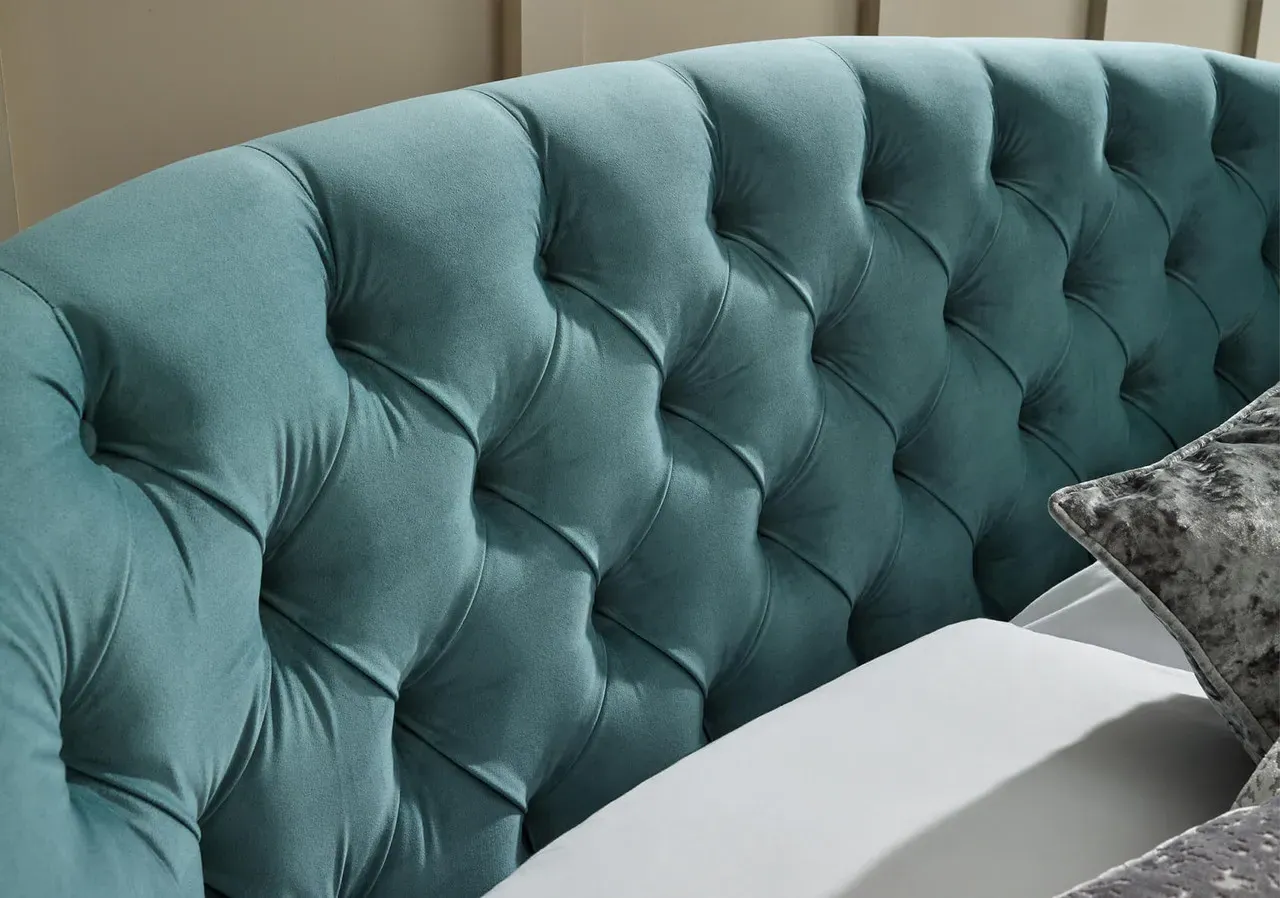 Super King Bed Frame with Curved Headboard - Fabric