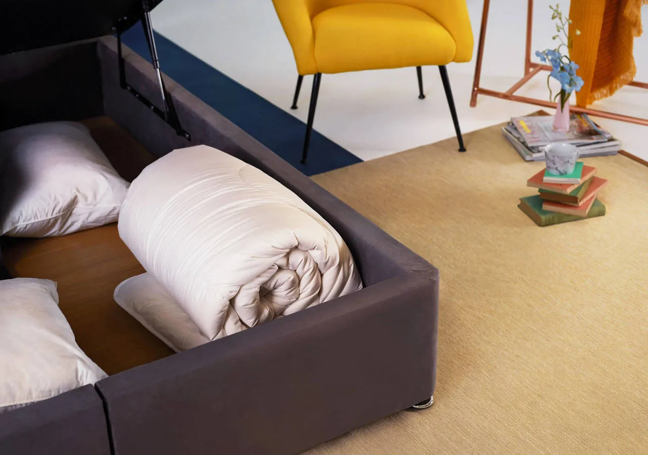 Super King Ottoman Bed with Storage - Emerald