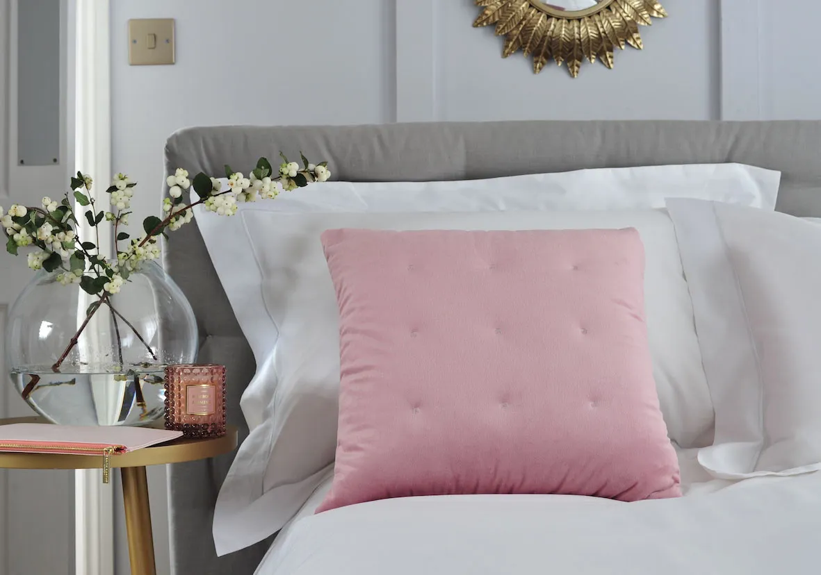 Tufted Cushion with Deep Filling - Blush, Velvet