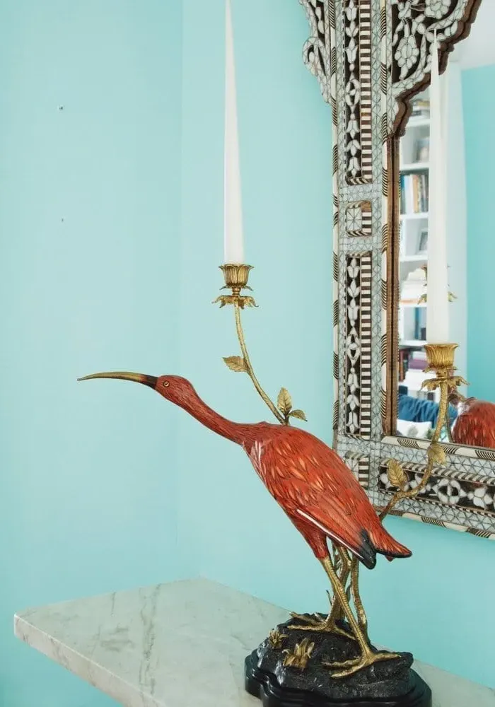 Ibis Candleholder - Red, Cloisonné Enamel image
