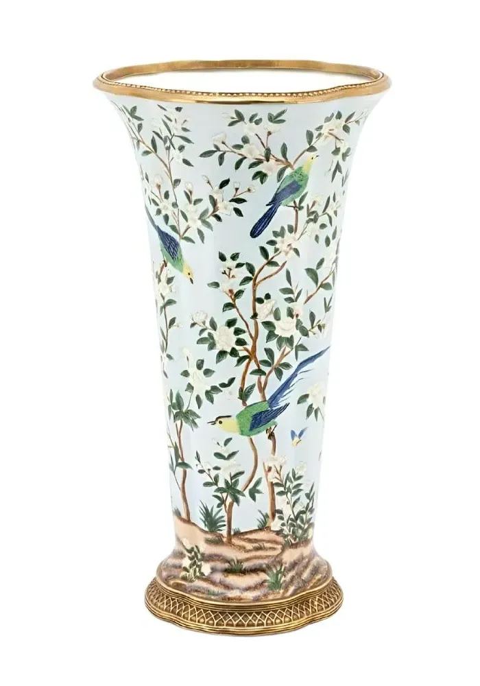 Oversized Vase Hand Painted Bird - Multi, Enamel image