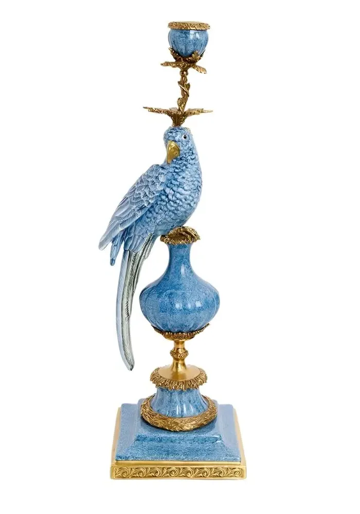 Right Parrot Candlestick - Multi, Enamelled
