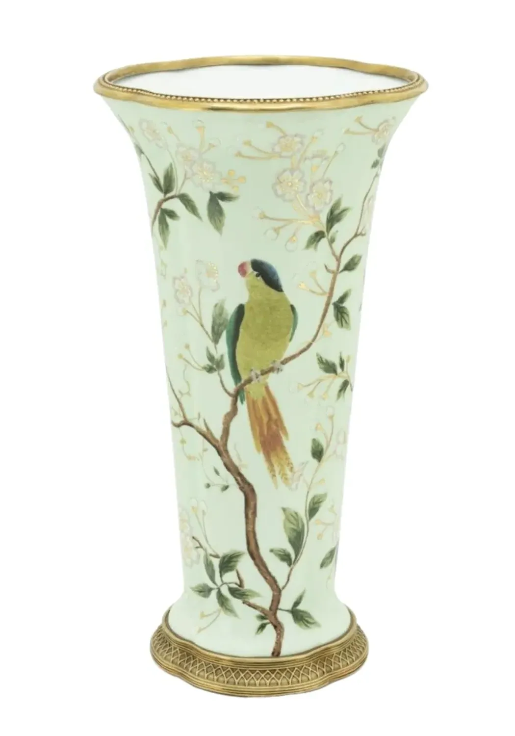 Songbird Porcelain Vase - Pastel, Metal Trim
