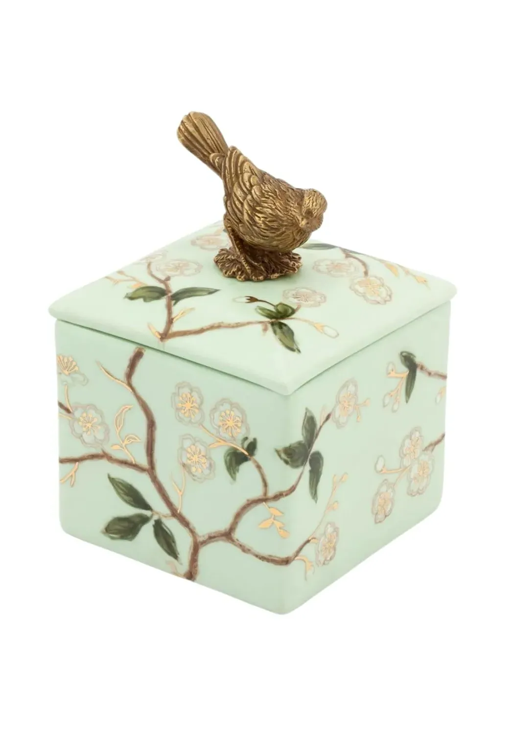 Songbird Treasure Box - Mint Green, Ceramic image