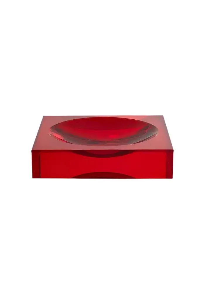 Square Trinket Tray - Red, Glass