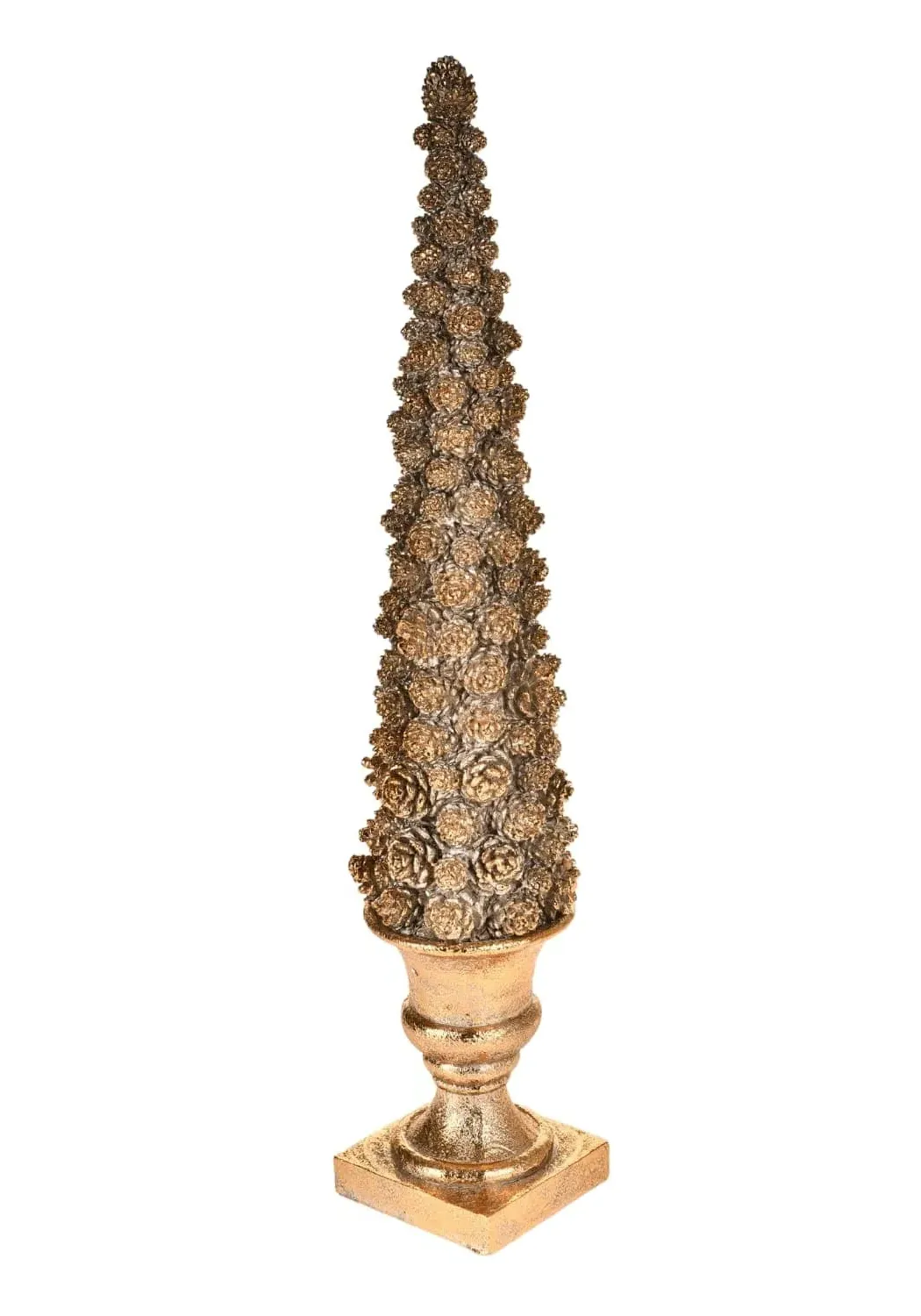 Conical Topiary Tree Decor - Gold