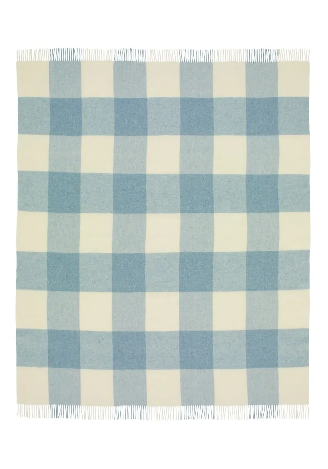 Checker Throw Blanket with Fringe - Blue, Merino image