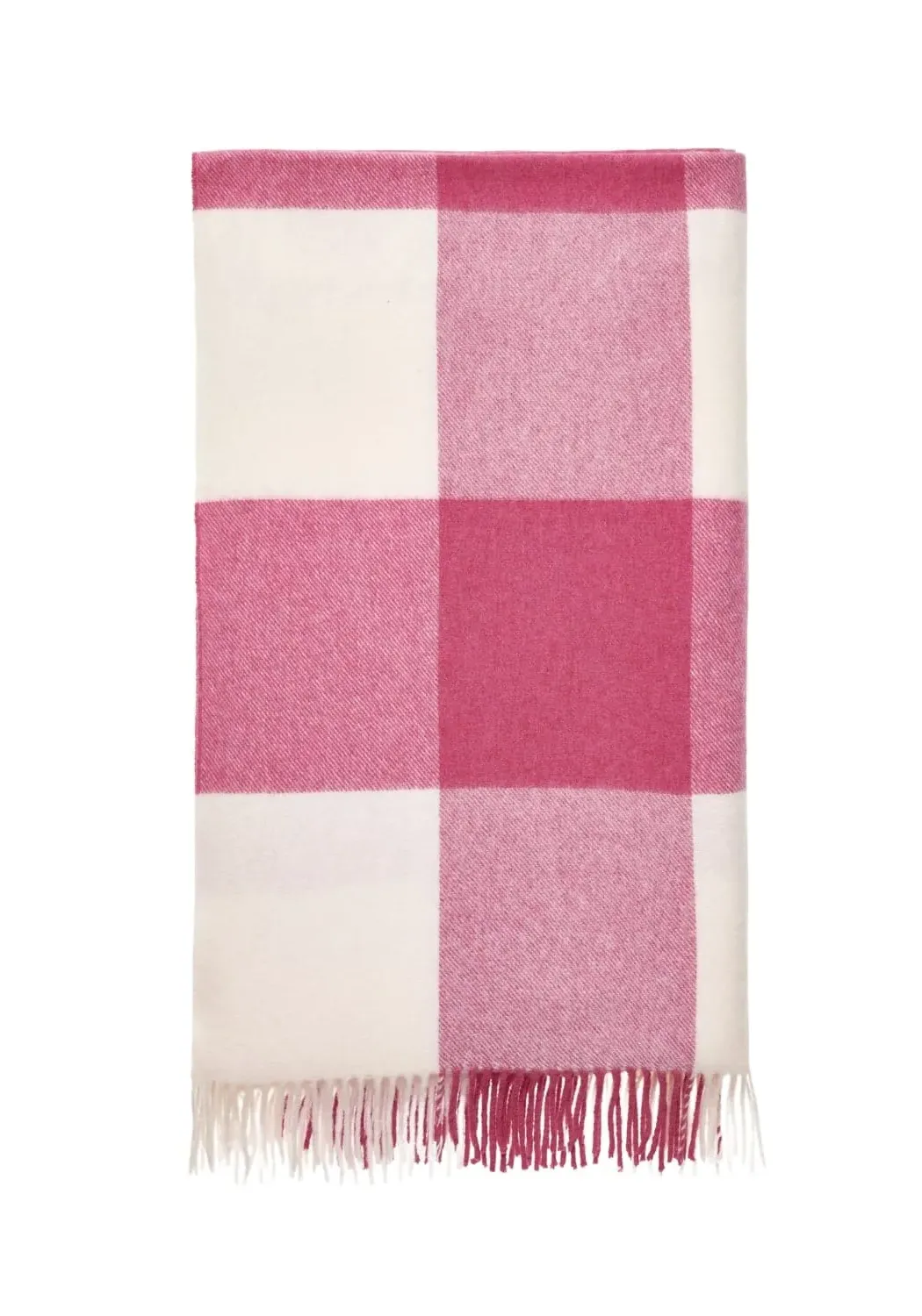 Checker Throw Blanket with Fringe - Pink, Wool
