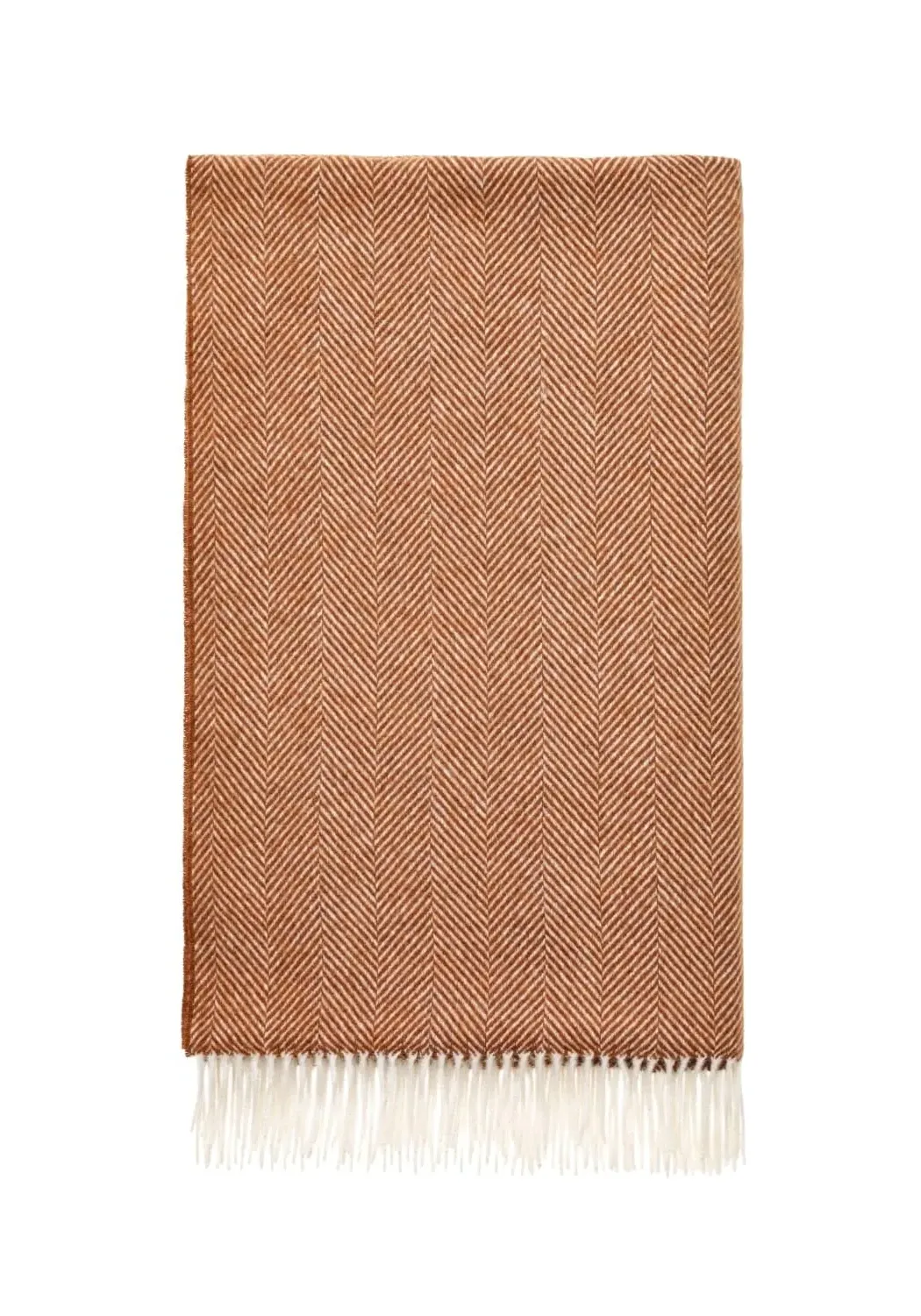 Merino Wool Throw with Fringe - Brown, Wool image
