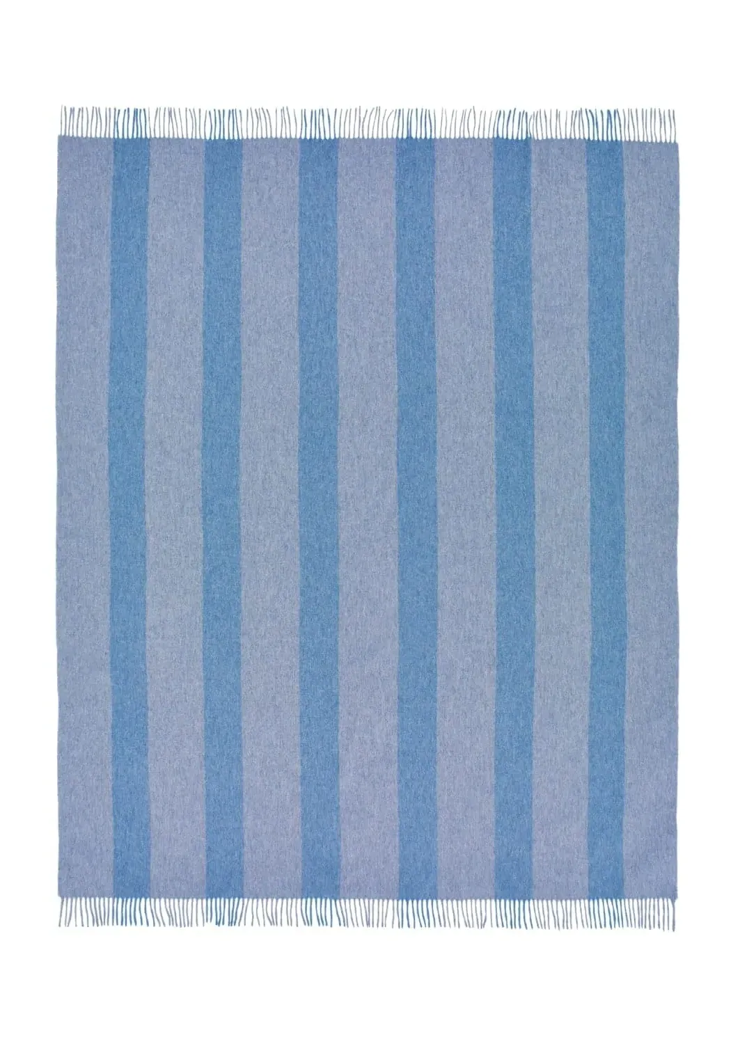 Striped Throw Blanket with Fringe - Blue, Wool image