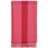 Striped Throw Blanket with Fringe - Pink, Wool alternate view