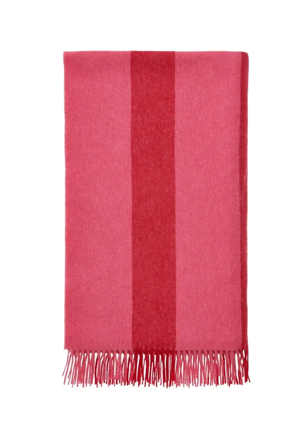 Striped Throw Blanket with Fringe - Pink, Wool