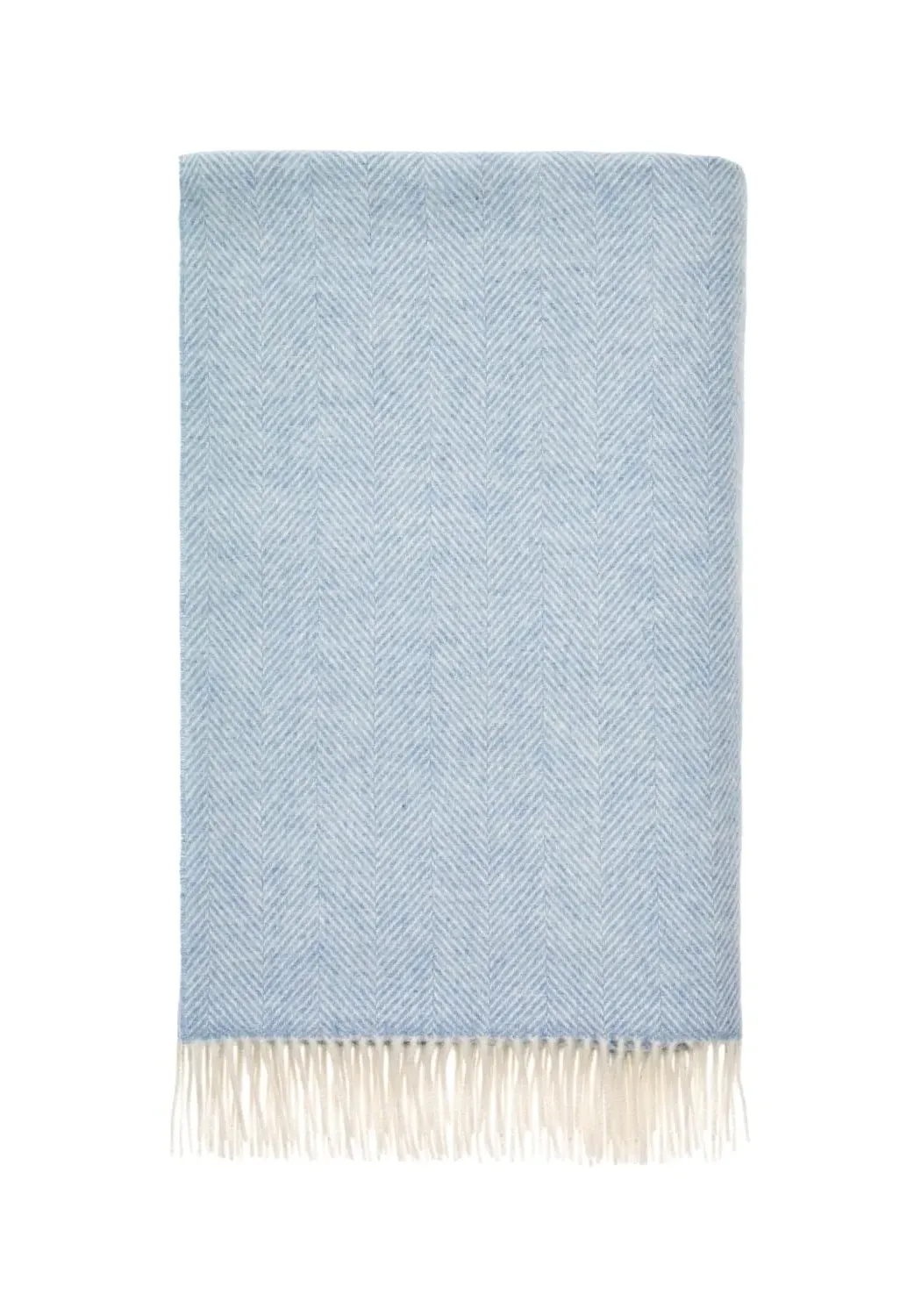 Throw Blanket with Fringe - Blue, Merino Wool image
