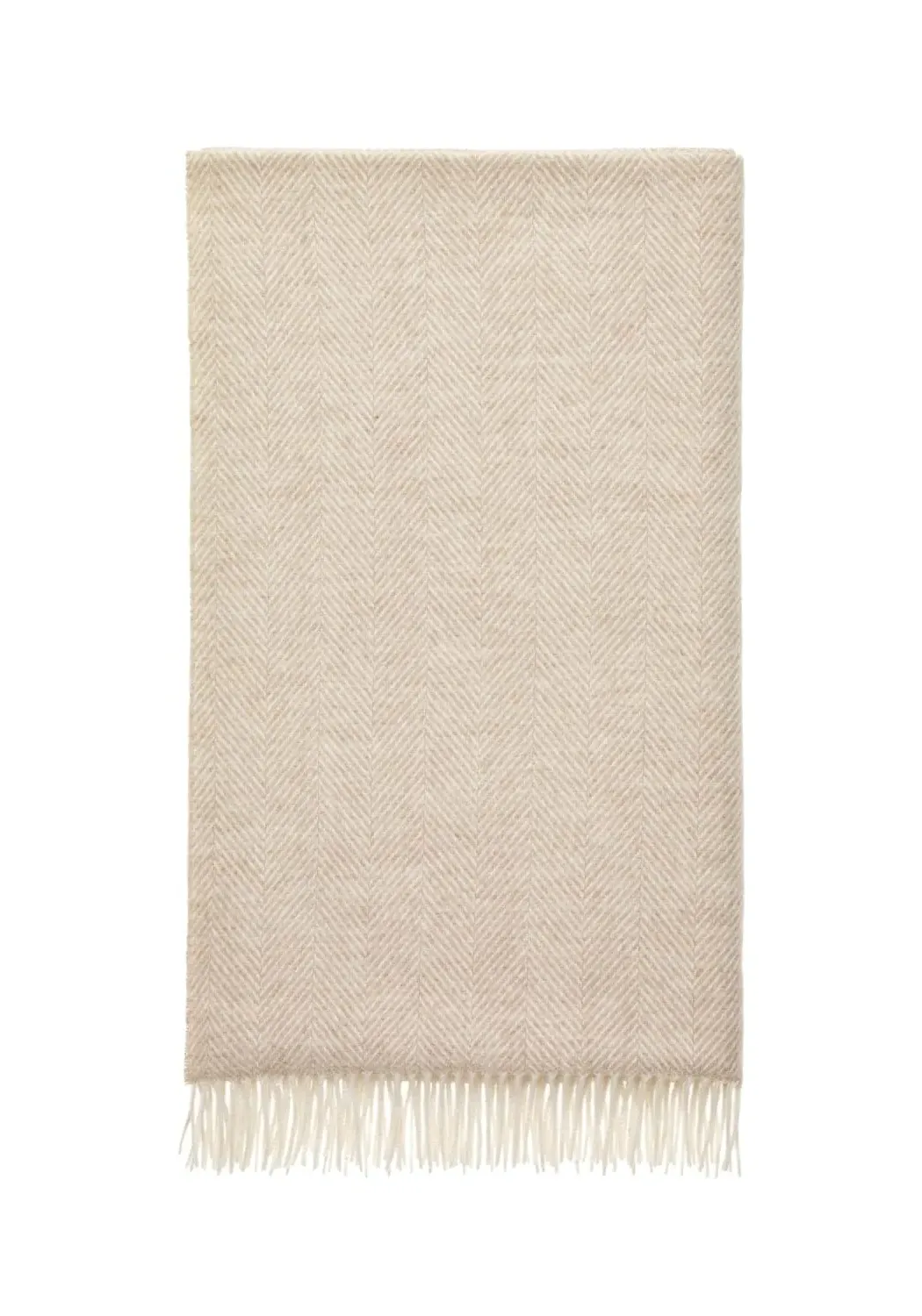 Wool Throw with Fringe - Natural, British Wool