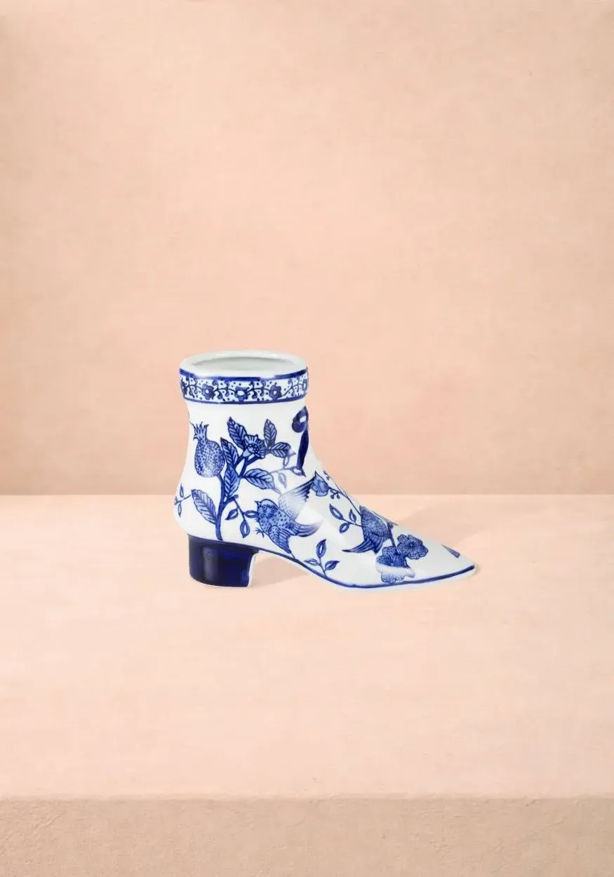 Boot-Shaped Vase - Blue, Porcelain product