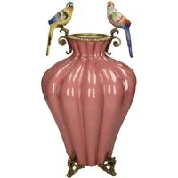 Decorative Vase with Bird Design - Pink alternate view