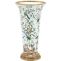 Cloisonné-Style Hand Painted Bird Motif Vase - Multi, Porcelain alternate view