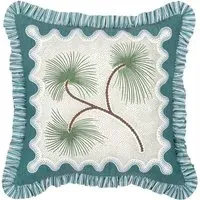 Cushion Cover with Ruffle Border - Blue alternate view