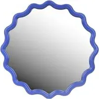 Round Scallop Mirror - Blue alternate view