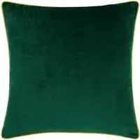 Square Cushion Cover with Piping - Green, Velvet alternate view