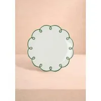 Scalloped Dessert Plate Set of 4 - Green, Ceramic alternate view