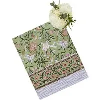 Floral Block Print Tablecloth - Green alternate view