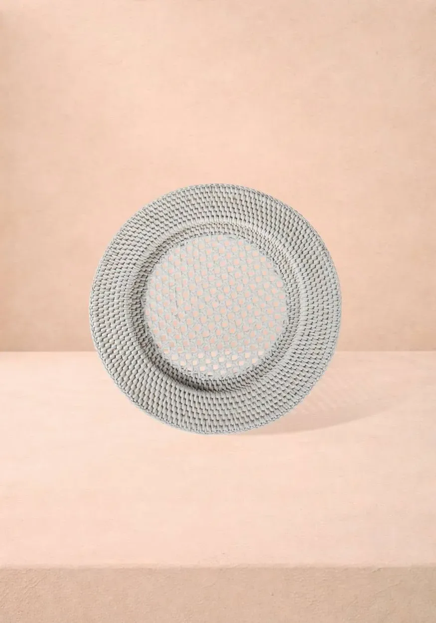 Round Charger Plates Set of 4 - White, Rattan product