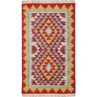 Diamond Pattern Kilim Rug - Red, Wool alternate view